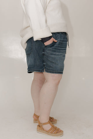 Judy Blue High Waist Baggy Denim Shorts – Dark Wash - Love Marlow