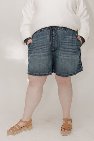 Judy Blue High Waist Baggy Denim Shorts – Dark Wash - Love Marlow