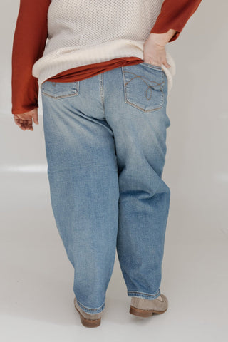 JUDY BLUE HIGH WAIST BARREL JEANS MEDIUM WASH - Love Marlow