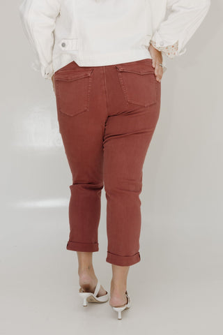 JUDY BLUE HIGH WAIST CUFFED WEEKENDER IN BURGUNDY - Love Marlow