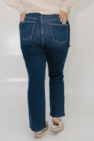 JUDY BLUE HIGH WAIST DARK WASH BOOTCUT WITH CARGO POCKETS - Love Marlow