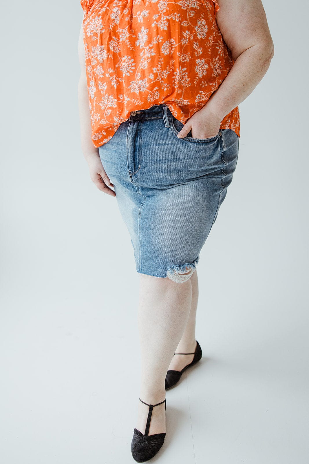 JUDY BLUE HIGH WAIST DESTROYED DENIM SKIRT IN MEDIUM WASH - Love Marlow