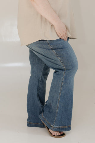 JUDY BLUE HIGH WAIST DOUBLE BUTTON TUMMY CONTROL FLARE IN PETITE - Love Marlow