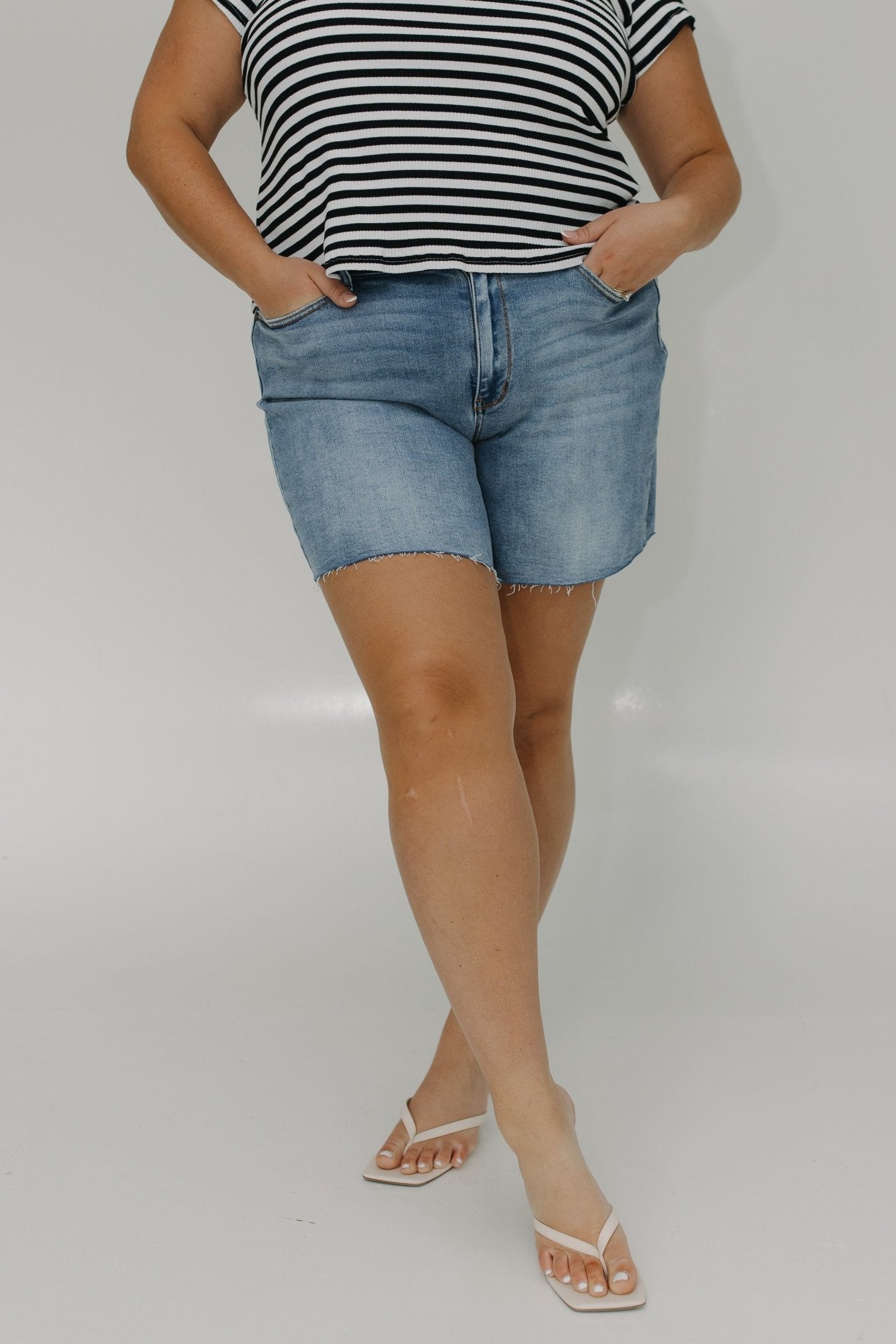 JUDY BLUE HIGH - WAIST LIGHT WASH CUT OFF SHORTS - Love Marlow