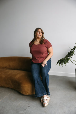 JUDY BLUE HIGH WAIST NON - DISTRESSED TROUSER FLARE IN DARK WASH - Love Marlow