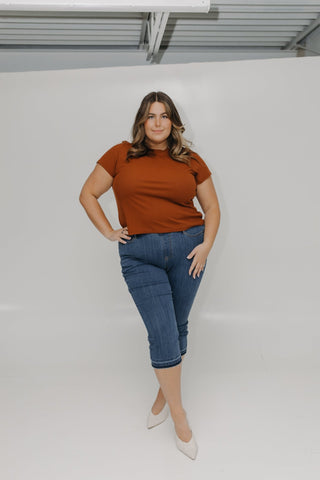 JUDY BLUE HIGH WAIST PULL ON CAPRI WITH POCKETS - Love Marlow