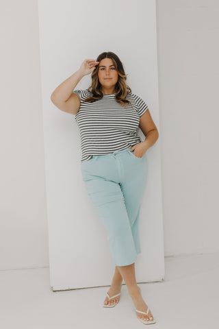 JUDY BLUE HIGH WAIST RAW HEM CROP WIDE LEG IN BEACH GLASS - Love Marlow