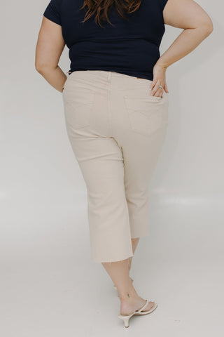 JUDY BLUE HIGH WAIST RAW HEM CROP WIDE LEG IN EARTHLY IVORY - Love Marlow