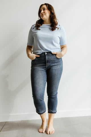 JUDY BLUE HIGH WAIST RELEASED HEM KICK FLARE IN MEDIUM VINTAGE WASH - Love Marlow