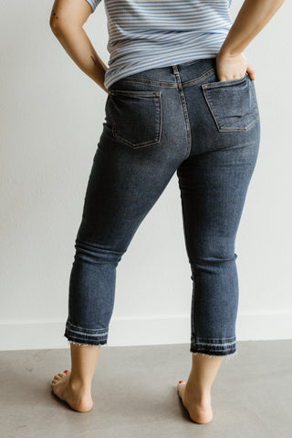 JUDY BLUE HIGH WAIST RELEASED HEM KICK FLARE IN MEDIUM VINTAGE WASH - Love Marlow