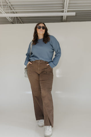 JUDY BLUE HIGH WAIST RETRO WIDE LEG IN WASHED BROWN - Love Marlow
