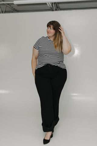 JUDY BLUE HIGH WAIST RETRO WIDE LEG WITH CUFF IN BLACK - Love Marlow