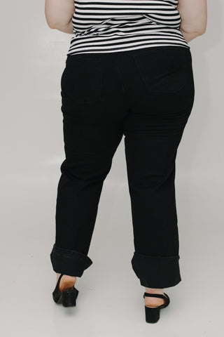JUDY BLUE HIGH WAIST RETRO WIDE LEG WITH CUFF IN BLACK - Love Marlow