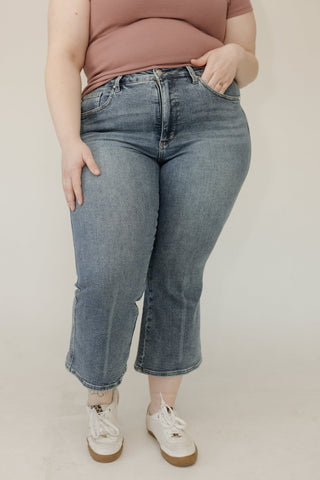 Judy Blue High Waist Tummy Control Kick Flare Jeans – Medium Wash - Love Marlow