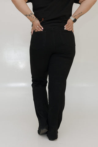 JUDY BLUE HIGH WAIST TUMMY CONTROL STRAIGHT LEG JEAN IN BLACK - Love Marlow