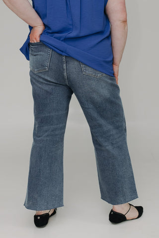 JUDY BLUE HIGH WAIST WIDE LEG CROP WITH DESTROYED HEM - Love Marlow
