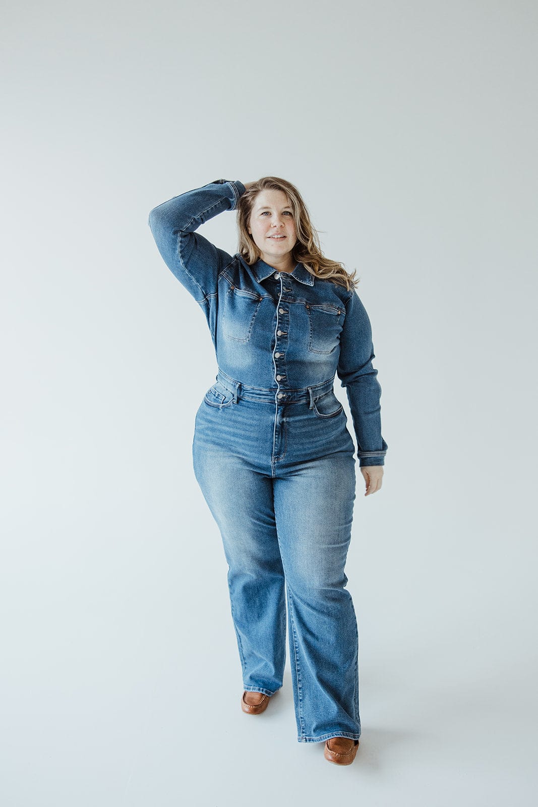 JUDY BLUE LONG SLEEVE HIGH WAIST DENIM JUMPSUIT - Love Marlow