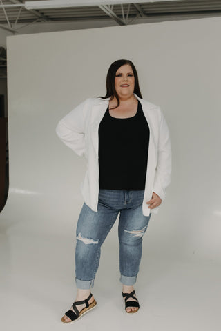 JUDY BLUE MID - RISE DESTROYED KNEES SKINNY JEAN WITH CUFF - Love Marlow