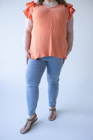 JUDY BLUE MID - RISE LIGHT WASH PULL - ON NON - DISTRESSED SKINNY JEGGING - 20, 22 - Love Marlow