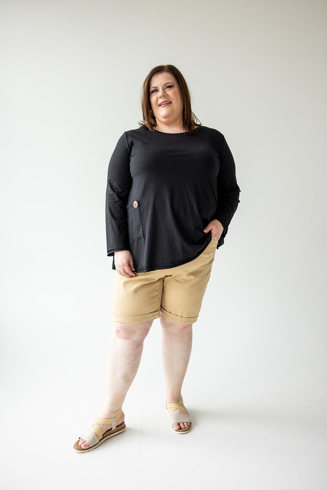 JUDY BLUE MID - RISE ROLLED CUFF KHAKI BERMUDA SHORTS - Love Marlow