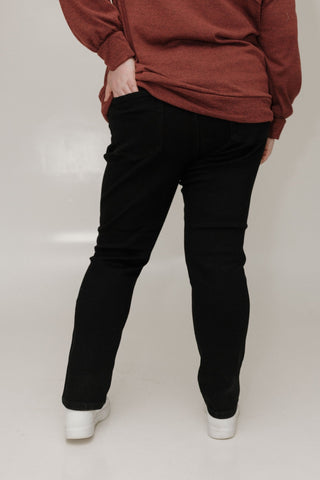 JUDY BLUE MID - RISE SLIM FIT JEANS IN BLACK - Love Marlow