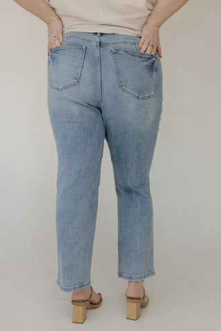Judy Blue Mid - Rise Tummy Control Straight Leg Jeans – Medium Vintage Wash - Love Marlow