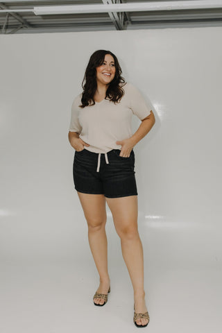 JUDY BLUE NON - DISTRESSED TUMMY CONTROL SHORTS IN WASHED BLACK - Love Marlow