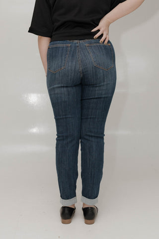 Judy Blue Pull - On Slim Fit Jeans with Cuff – Dark Denim - Love Marlow