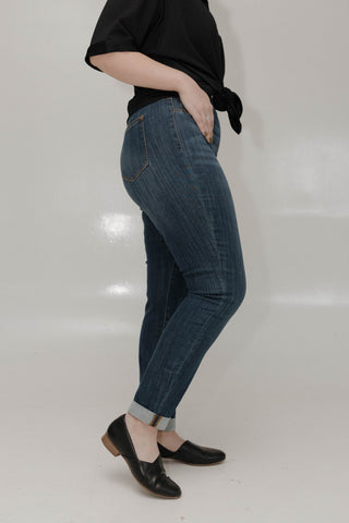 Judy Blue Pull - On Slim Fit Jeans with Cuff – Dark Denim - Love Marlow