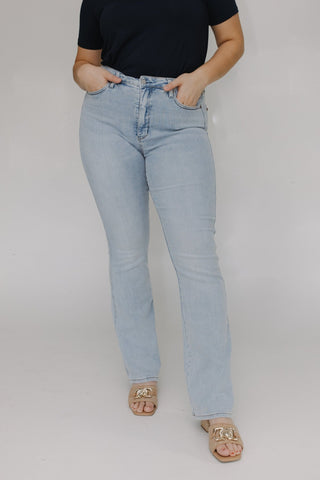 JUDY BLUE TUMMY CONTROL LIGHT WASH BOOTCUT JEANS IN TALL - Love Marlow
