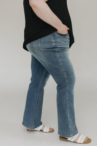 JUDY BLUE TUMMY CONTROL MEDIUM WASH BOOTCUT JEANS IN SHORT - Love Marlow