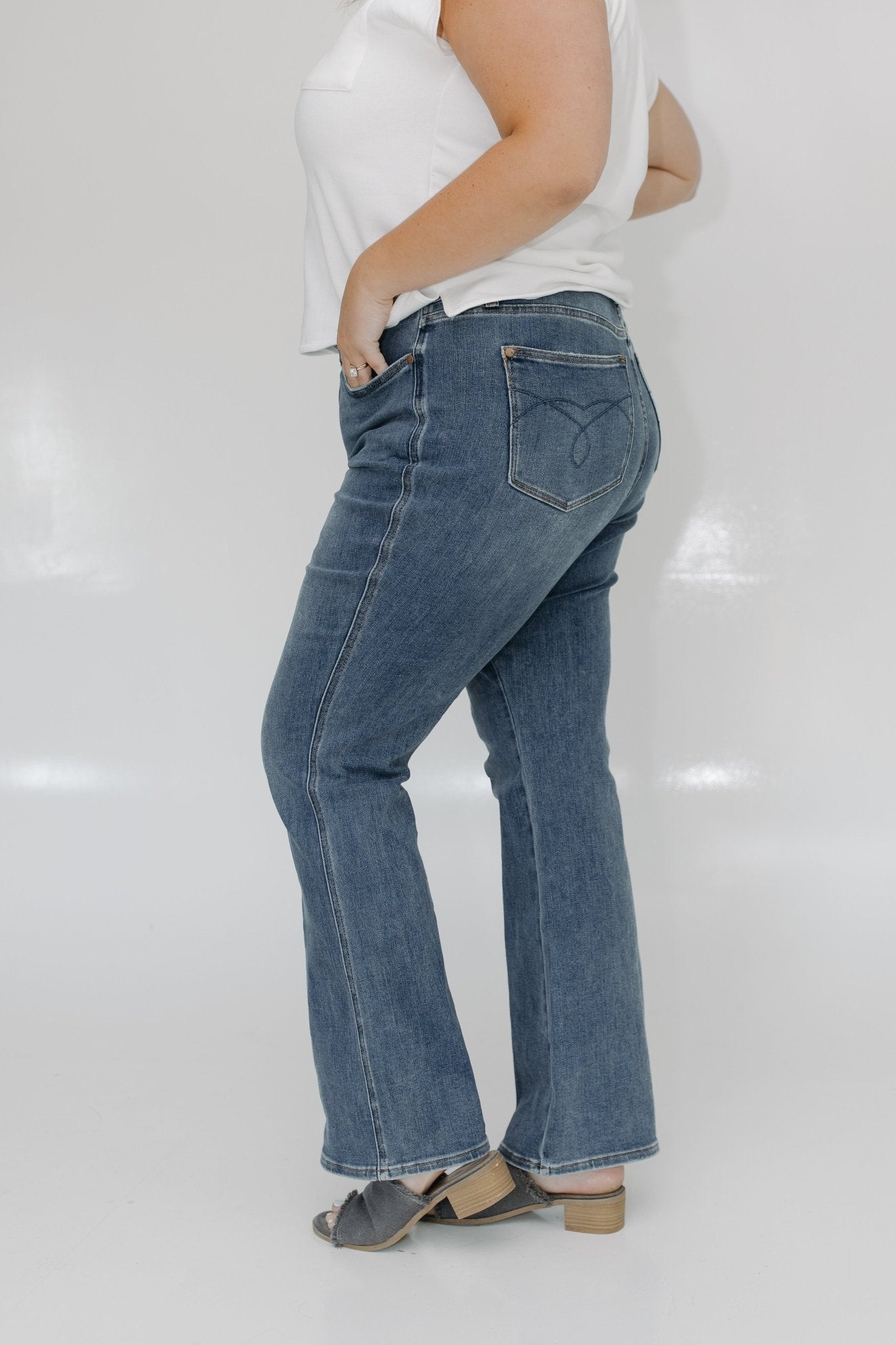 JUDY BLUE TUMMY CONTROL MEDIUM WASH BOOTCUT JEANS IN TALL - Love Marlow