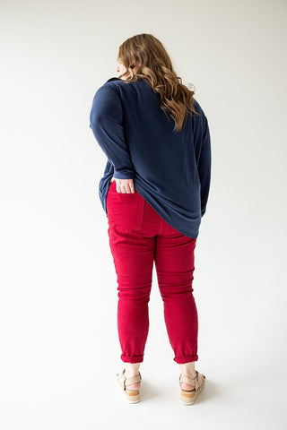 JUDY BLUE TUMMY CONTROL SKINNY JEANS IN SCARLET - Love Marlow