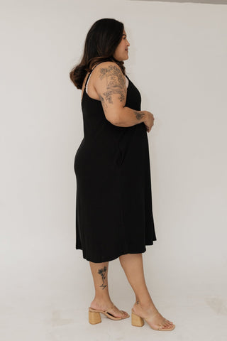Knee Length A-Line Cami Dress Black - Love Marlow