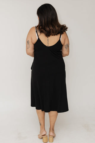 Knee Length A-Line Cami Dress Black - Love Marlow
