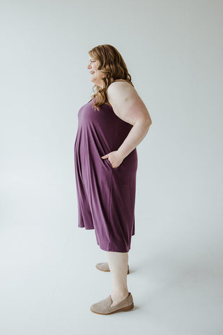 KNEE LENGTH A - LINE CAMI DRESS IN ANTIQUE VIOLET - Love Marlow