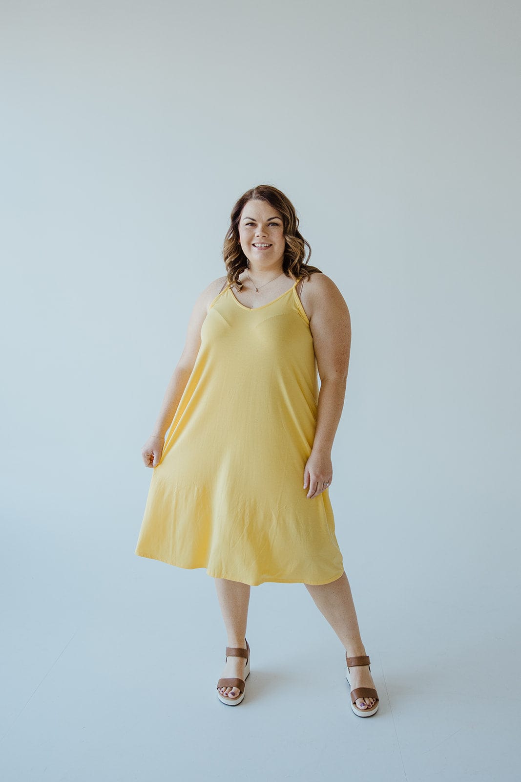 KNEE LENGTH A - LINE CAMI DRESS IN SUNSHINE - Love Marlow