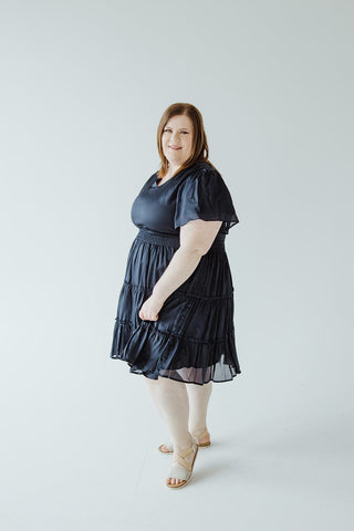 KNEE LENGTH DRESS WITH TIERED SKIRT IN STAR GAZING - 12 - Love Marlow