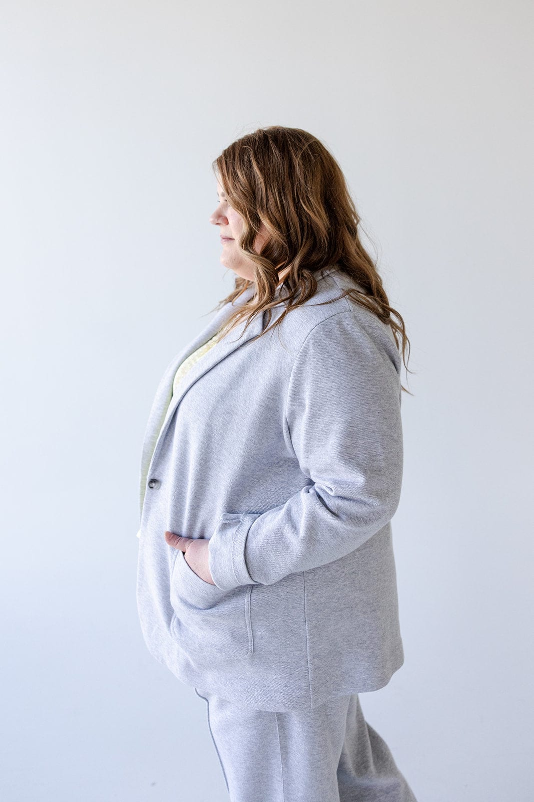 KNIT BLAZER IN HEATHER GREY - 18 - Love Marlow