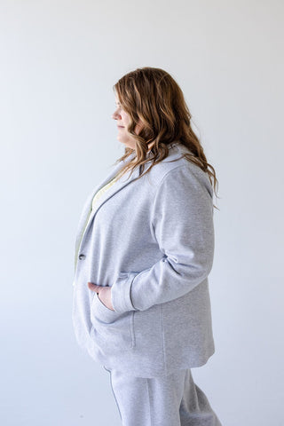 KNIT BLAZER IN HEATHER GREY - 18 - Love Marlow