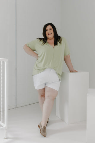 KNIT BLOUSE WITH MANDARIN COLLAR - Love Marlow