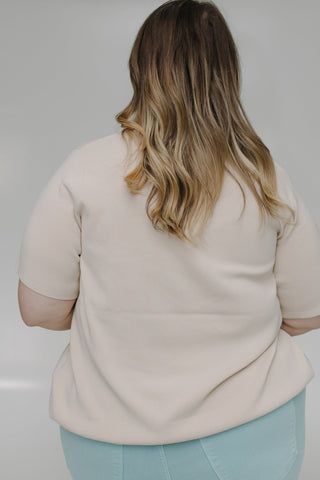 KNIT BLOUSE WITH TIE FRONT HEM - Love Marlow