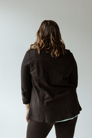 KNIT BUTTON - UP JACKET IN BLACK - Love Marlow