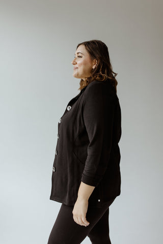 KNIT BUTTON - UP JACKET IN BLACK - Love Marlow