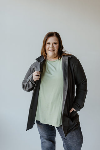 KNIT BUTTON - UP JACKET IN MINERS ORE - Love Marlow
