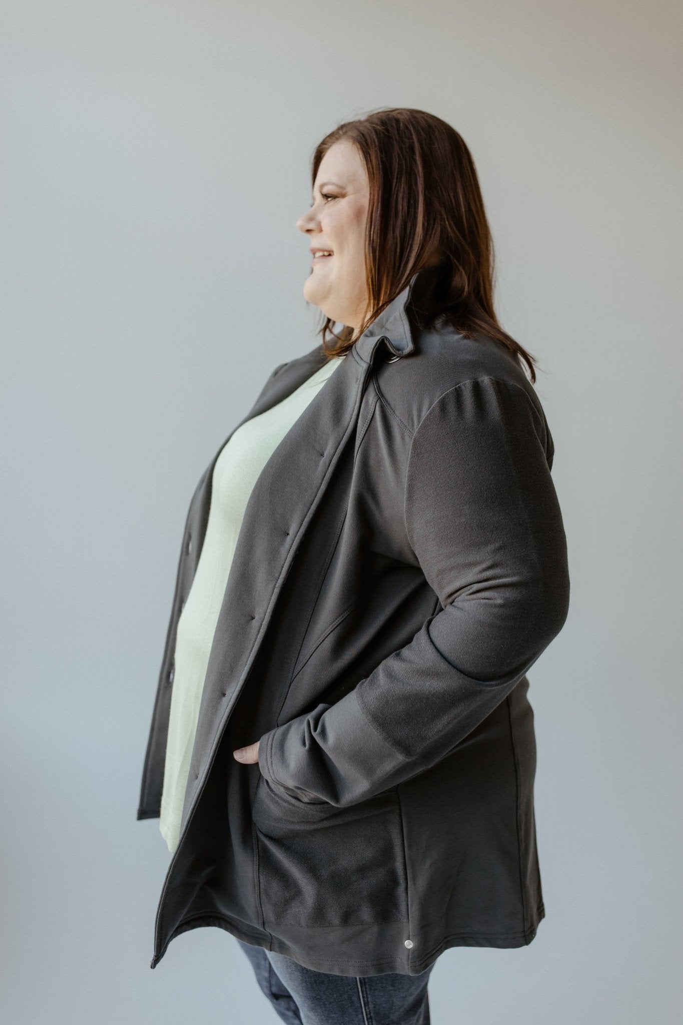 KNIT BUTTON - UP JACKET IN MINERS ORE - Love Marlow