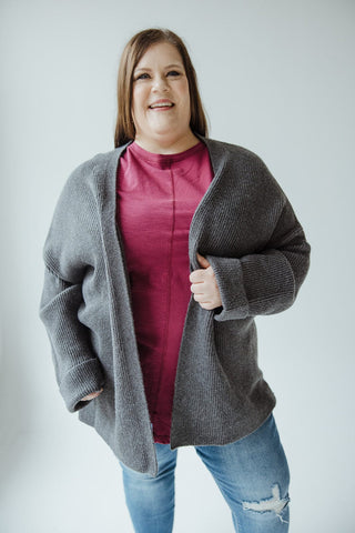 KNIT CARDIGAN WITH ROLLED SLEEVES - 12 - Love Marlow