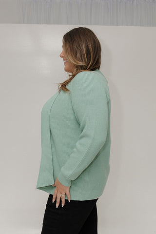 KNIT OPEN CARDIGAN IN FROSTED JUNIPER - Love Marlow