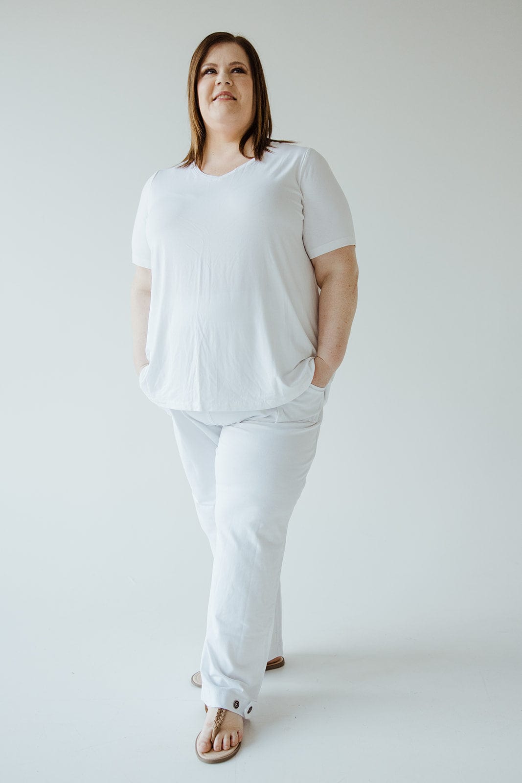 KNIT PULL - ON ANKLE PANTS IN WHITE - L - Love Marlow