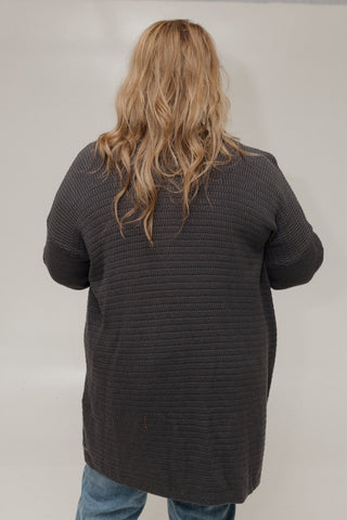 KNIT STRIPE PATTERN OPEN CARDIGAN - Love Marlow